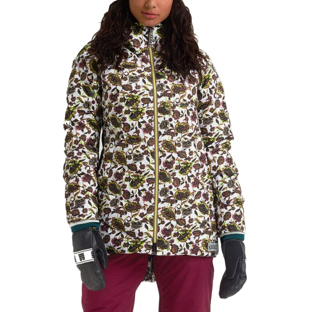 $290 Burton Loyil Puffer Jacket! Medium  White Floral  Dry Ride 2L  650 Down